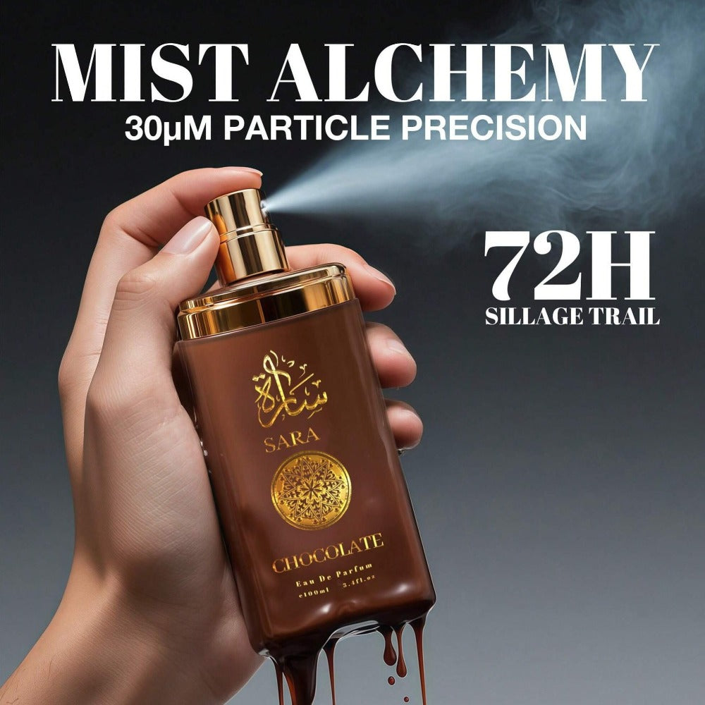 Sarah Chocolate Eau de Parfum Spray, 100 ml Brown Bottle with Cocoa, Vanilla and Amber Label Notes — image 3