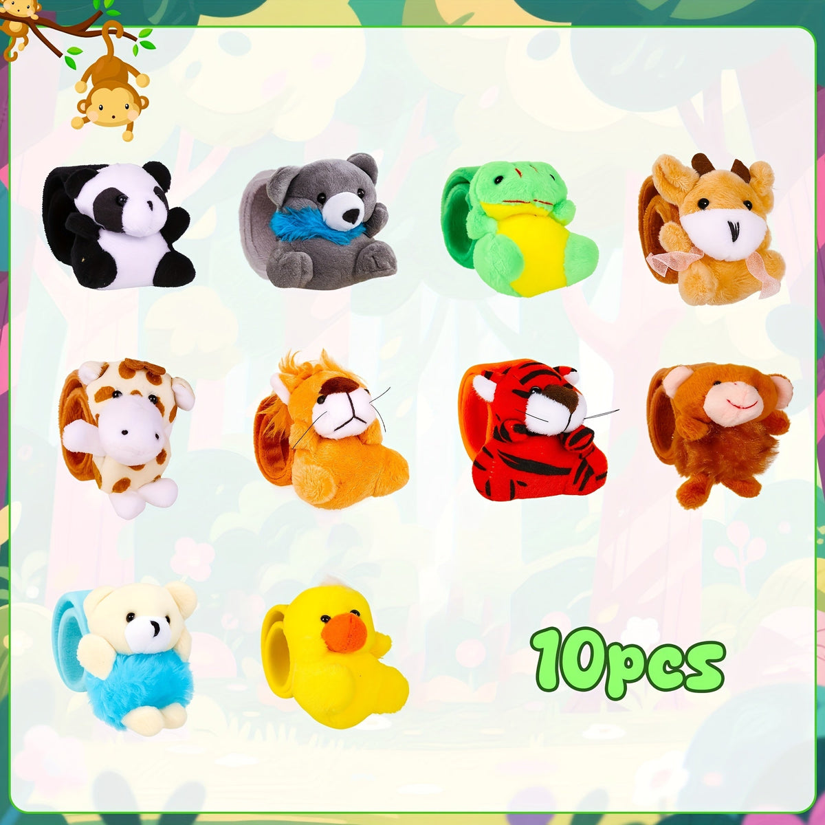 Plush Animal Slap Bracelet Assortments in 6-, 10-, 15- or 30-Piece Checkout Packs for Party Favors — image 20