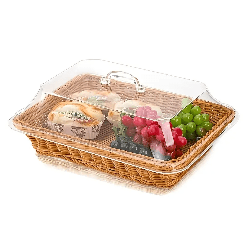 Woven Bread Basket in Square or Round Shape for Serving Bread, Fruit, Desserts and Snacks at Home or on the Dining Table — im