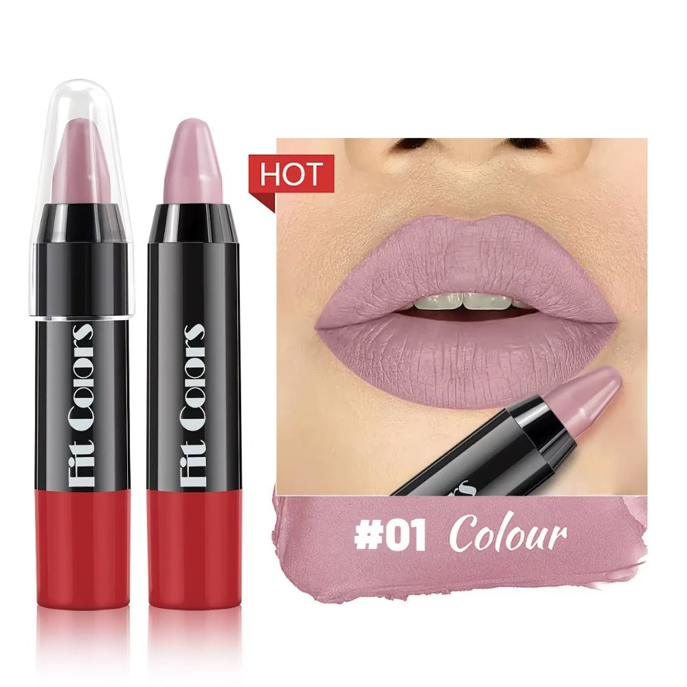 Squalane Crayon Lipstick Set 6 Pcs, Matte & Glossy Lip Pencil with Volumizing Formula, Easy Color Lip Liner for All Skin Type