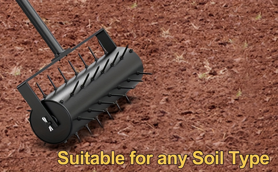 Lawn Punch Aerator 17" Heavy-Duty Metal Roller with Bearing Design, 60" Long Handle for Effortless Weeding & Aeration — image