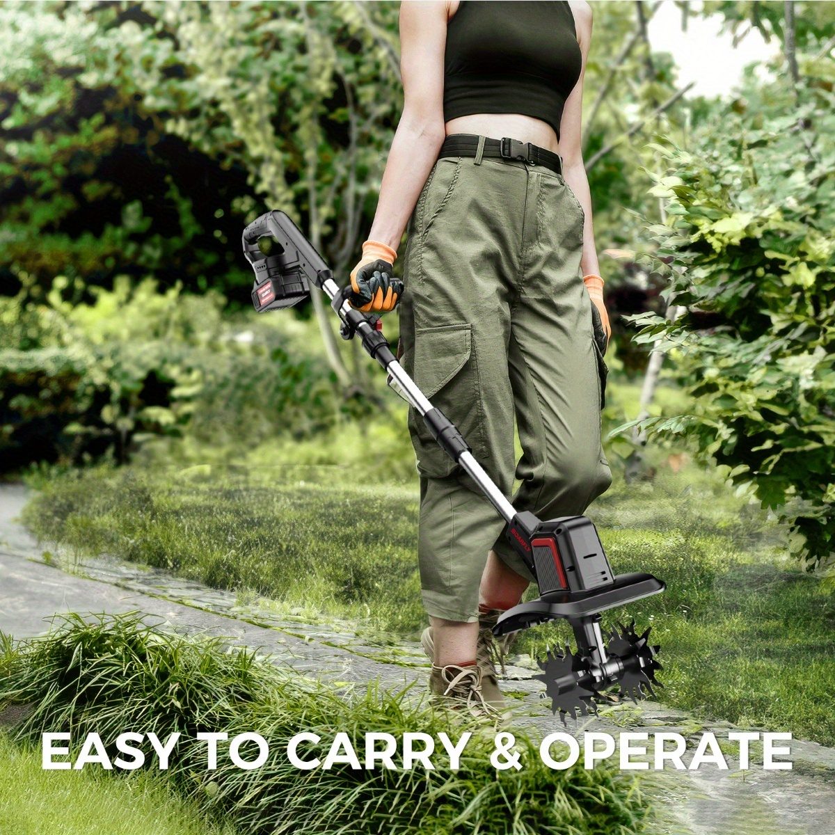 Cordless Electric Cultivator 360RPM - Wireless Electric Tiller & Soil Loosening Machine with 2×4.0Ah for Garden, Patio and Ya