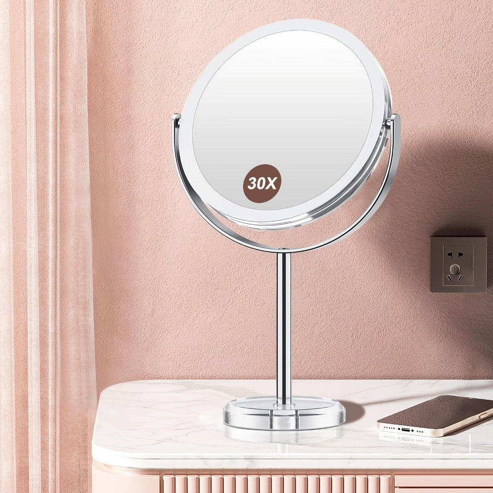 Makeup Mirror Dual-Sided 1X and 30X Round Chrome-Finish Stand with 360° Rotation and Detachable Frame — image 8