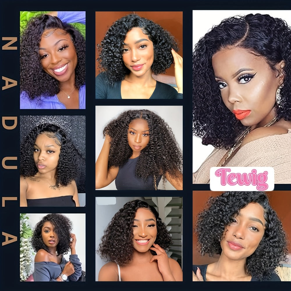 Glueless Bob Wig Human Hair 13x4 Pre Cut Lace 200% Density Wear and Go Deep Wave Body Wave Pre, for Home, Travel and Salon Ha
