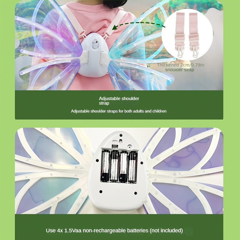 LED Butterfly Wings Glow in the Dark, Motion Sensor & Music Activated Color Changing Lights, Magical Costume Wings for Girls 