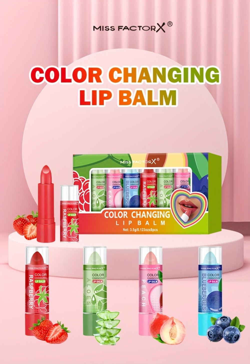 Color Changing Lipstick Set 8 Pcs, pH-Reactive Mood Lip Color, Wear, Anti-Transfer Formula — image 12