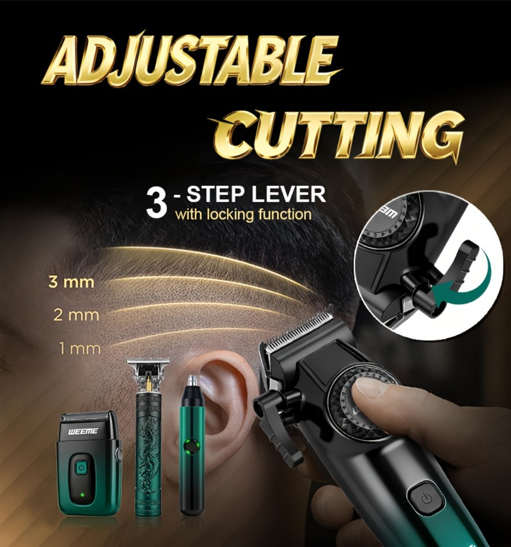 Men's Electric Grooming Kit 4-in-1 – Hair Clipper, Beard Trimmer, Electric Shaver & Nose Hair Trimmer Set, Gradient Design — 