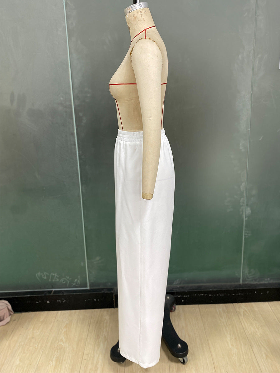 Solid Color Vest Straight-leg Trousers Suit For Women