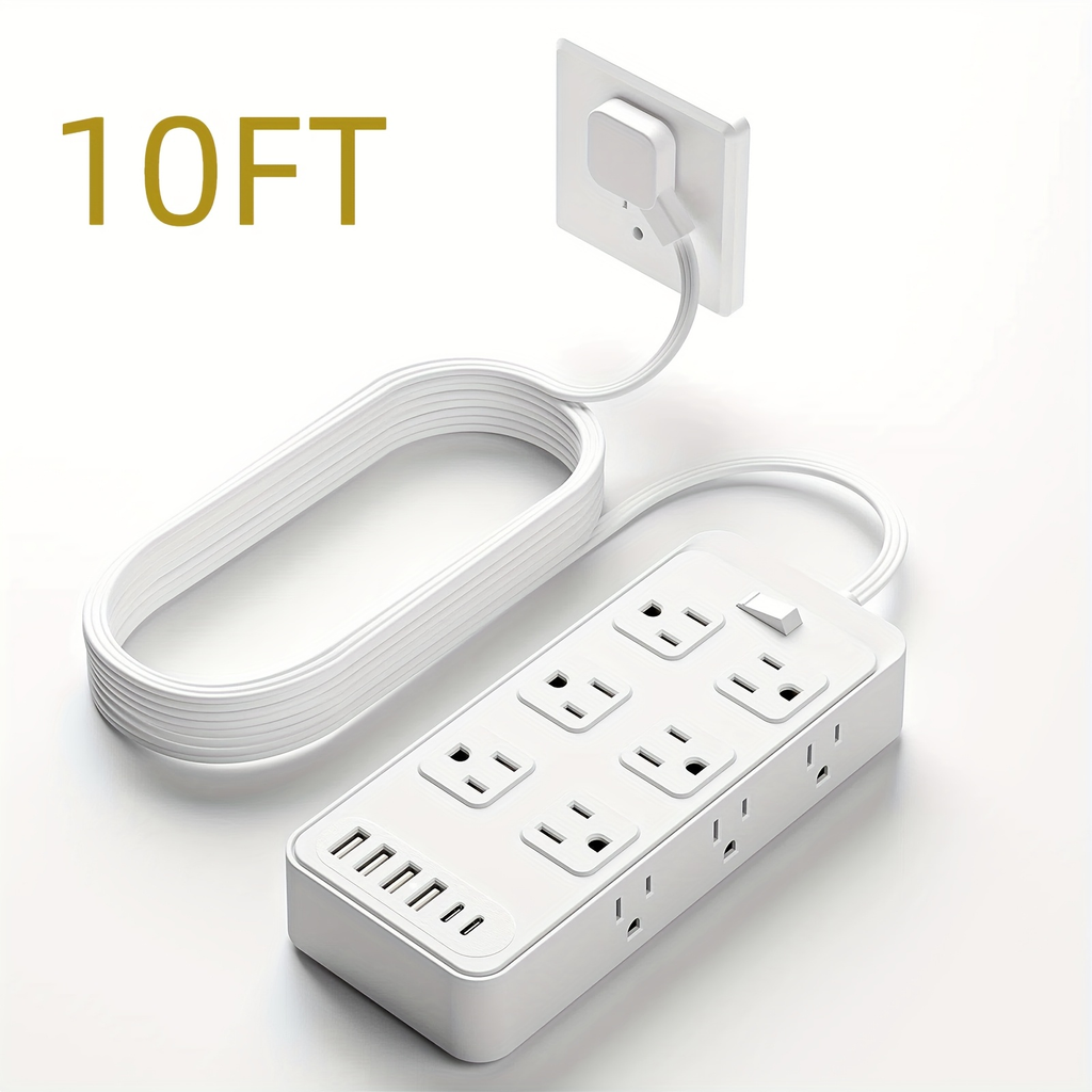 Charging Station 18-in-1 Power Strip Surge Protector 12 AC Outlets 6 USB Ports 4 USB-A 2 USB-C for an Everyday Personal Care 
