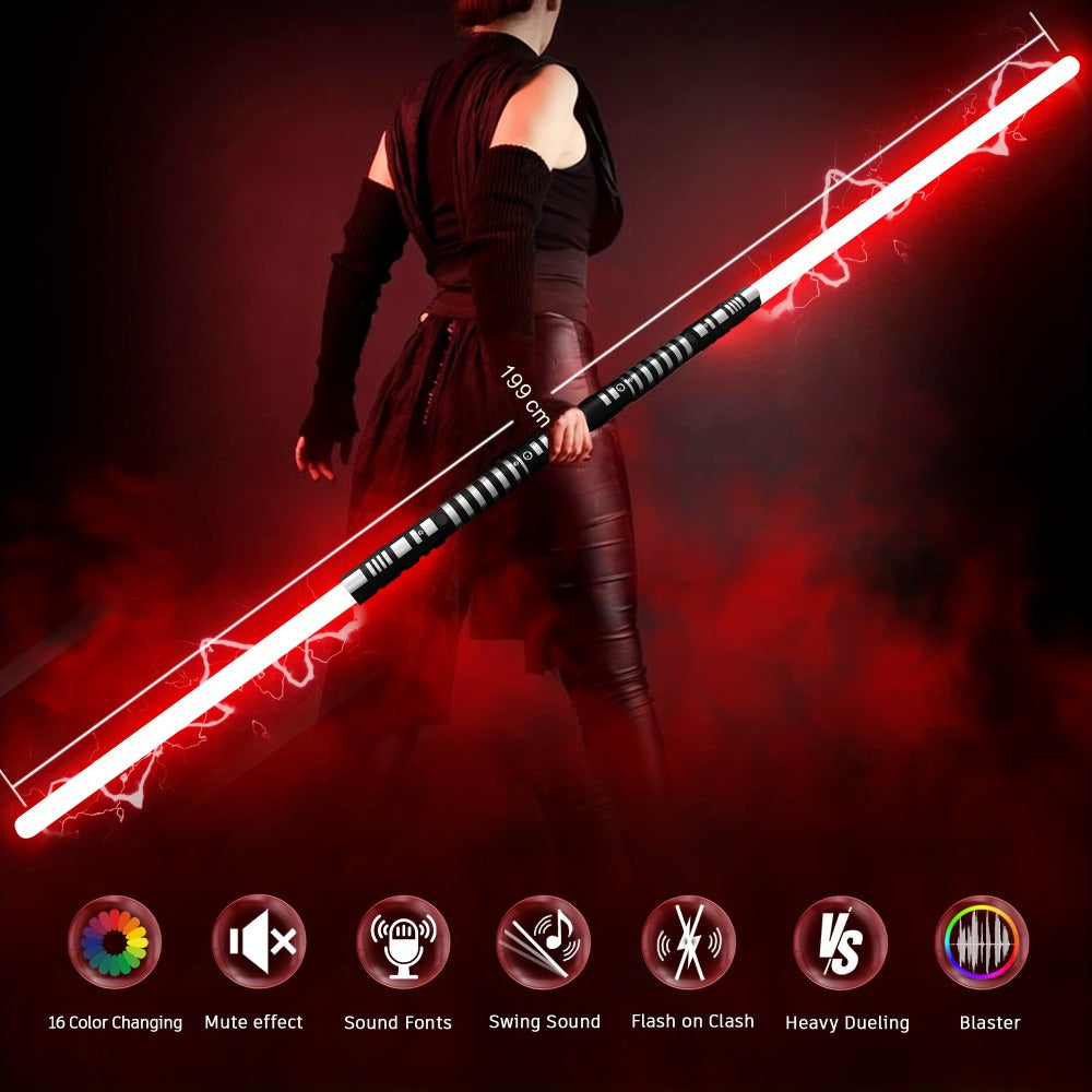 Light Up Dueling Saber 78" with 16 Color Lights & 3 Movie Sounds, 2-in-1 Dark Phantom Sword Single or Double Player — image 3