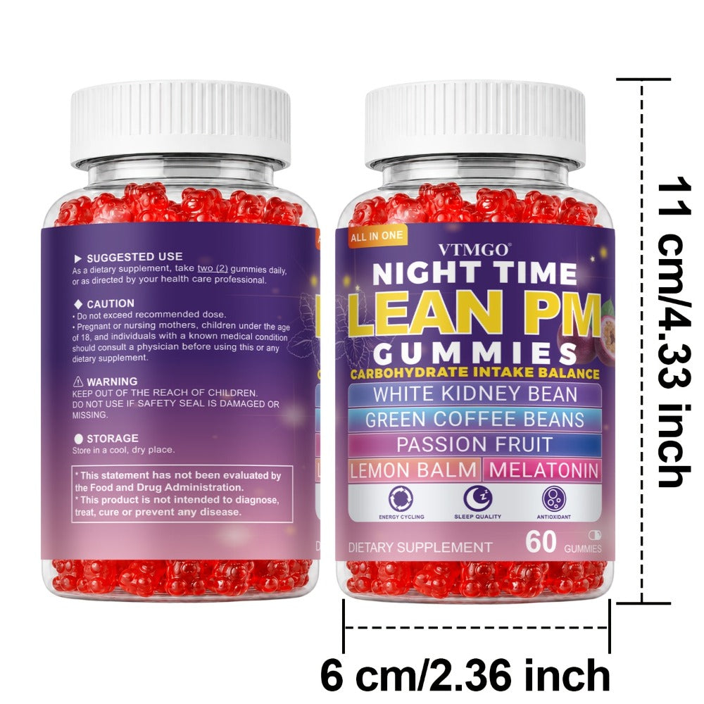 Sleep Gummies with Melatonin, Lemon Balm & Passionflower, Night Time Lean PM Formula, White Kidney Bean — image 13