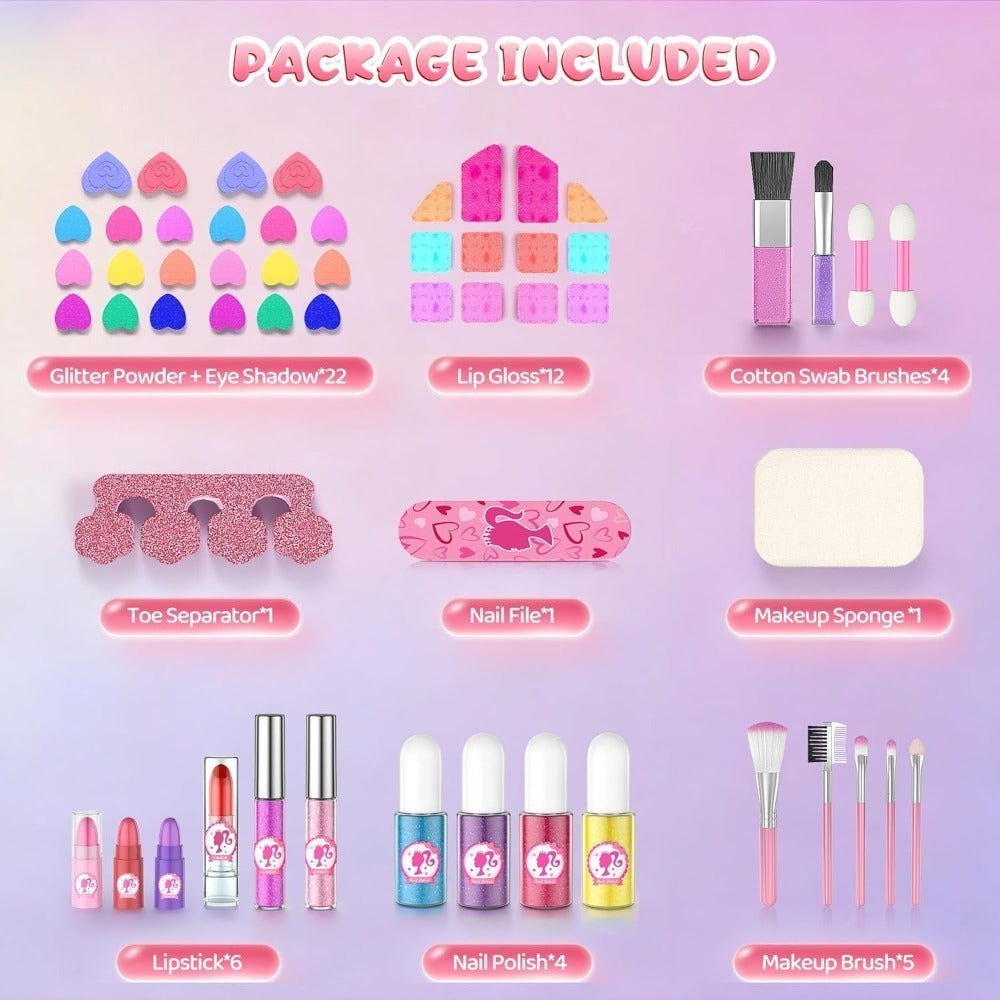 Kids Makeup Kit for Girls, Safe Princess Dress Up Play Set with Real Cosmetics, Purple, Birthday Christmas Gift for Girls Age