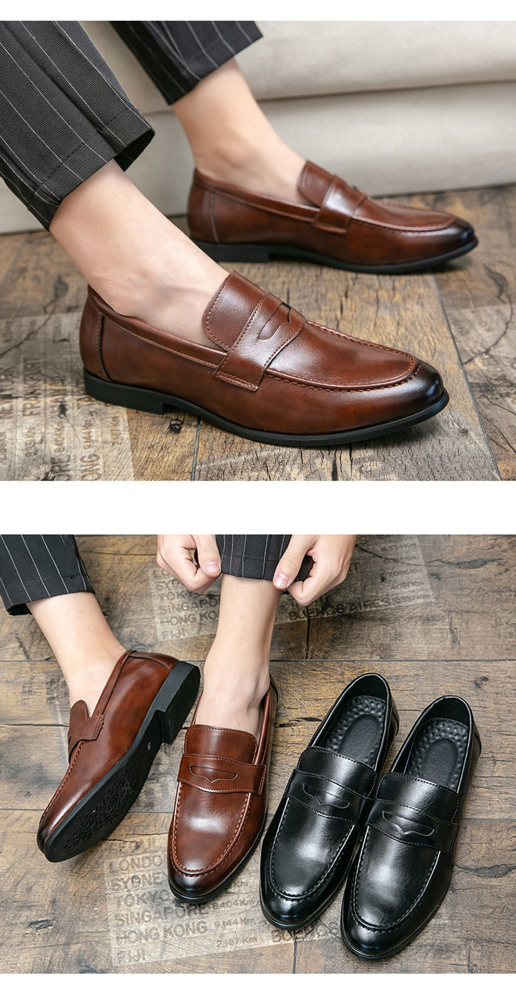 Pointed Toe Minimalist Leather Shoes In British Style