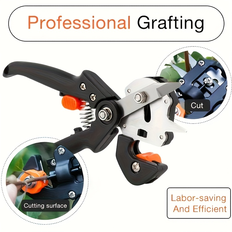 Two-in-One Grafting and Pruning Shears, 8.46 Inches with Mounted Cutter, Base and Two Spare Blades — image 6