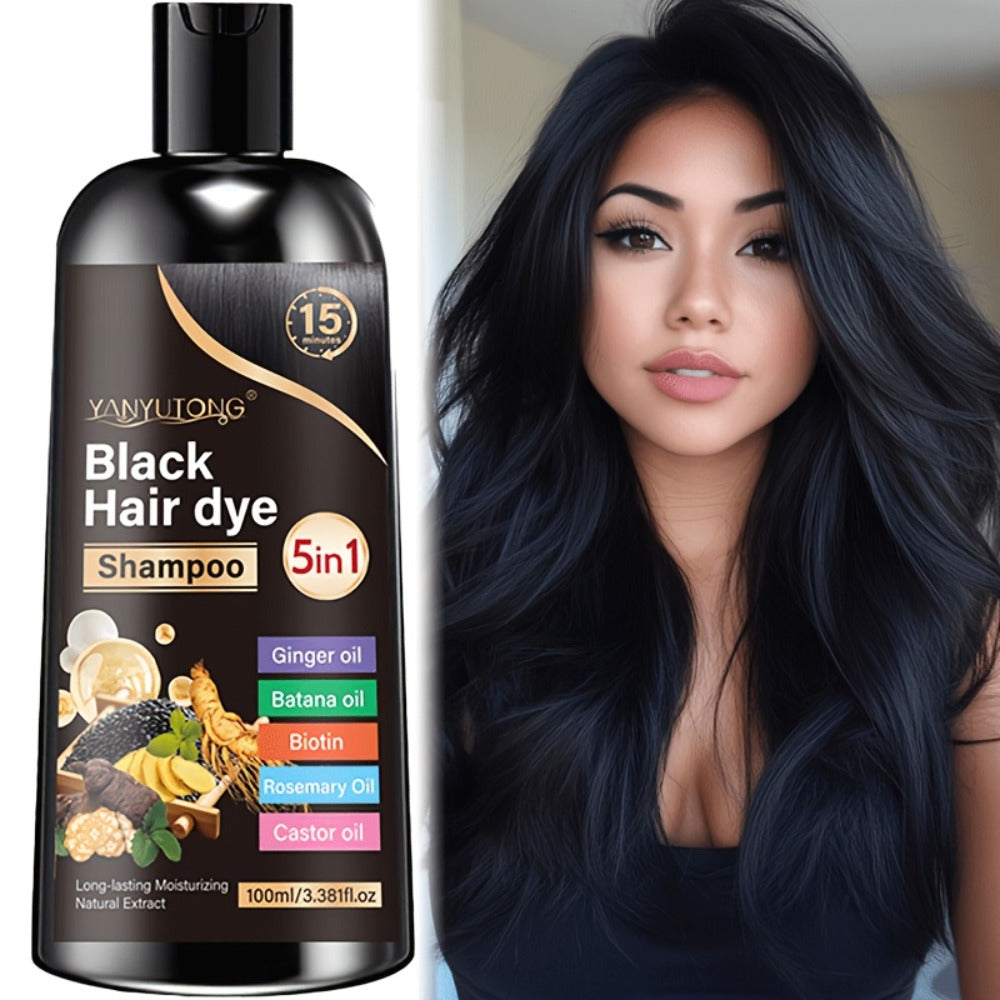 Hair Dye Shampoo, YANYUTONG 100ml 5-in-1 Bottle in Black, Brown or Chestnut Brown Options for Home Use — image 3