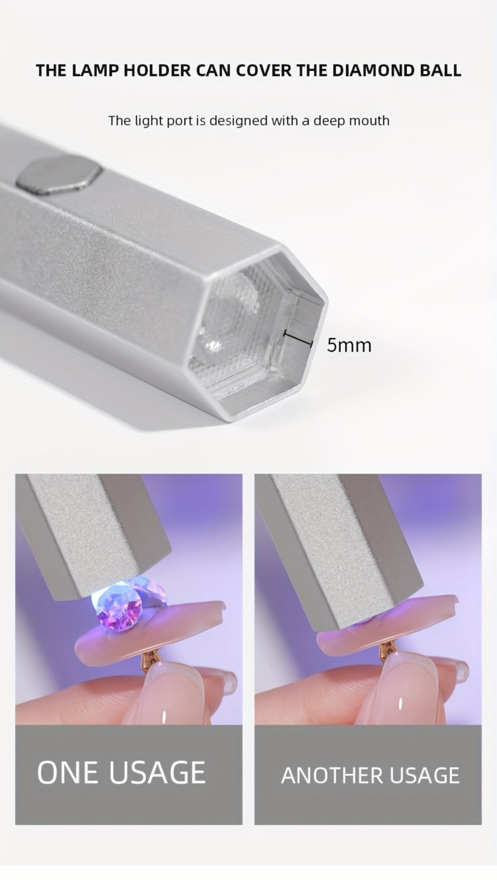 Handheld UV LED Nail Lamp with Magnetic Stand, 20/60s Timer Display, Type-C Port and Five Colors — image 14
