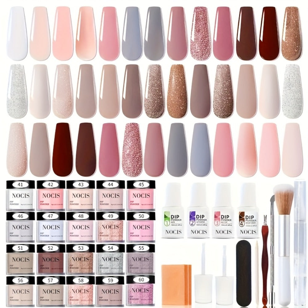 Sparkling Glitter Dip Powder Nail Set 33Pcs with Activator & Primer, 20 Colors No Lamp Needed for French — image 3