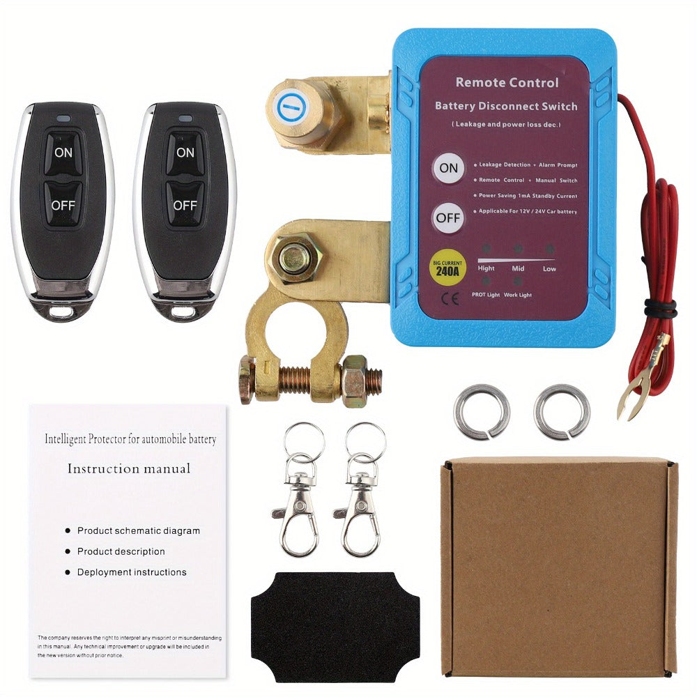 Remote Battery Disconnect Switch 240A 12V/24V – Wireless Kill Switch with Digital Display & Auto Power Shut-Off for Car, Truc