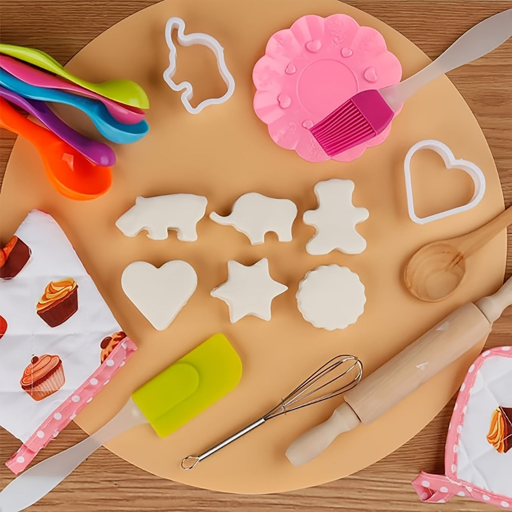Kids Cooking & Baking Set 24 PCS, Chef Hat & Apron Dress-Up Costume with Baking Accessories for Girls Boys Ages 3-10 — image 