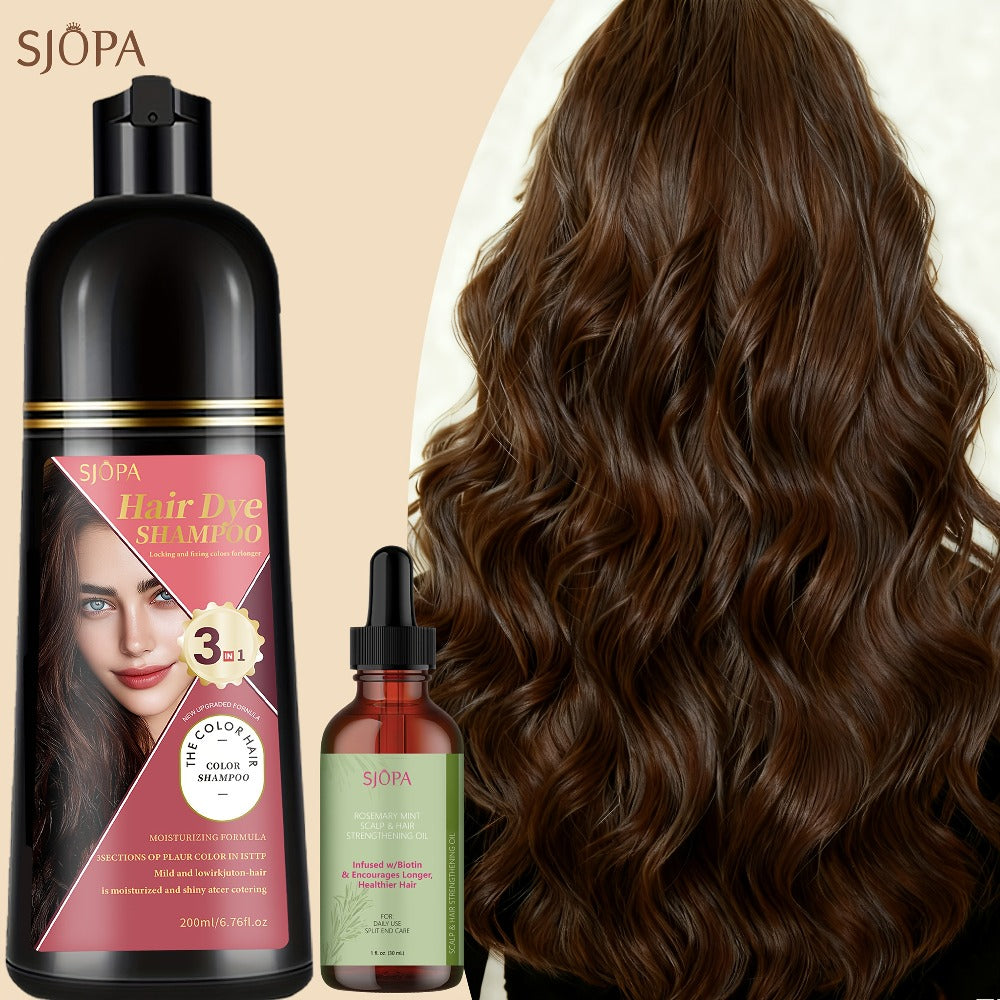 Hair Color Shampoo, SJOPA 3-in-1 Bottle-and-Dropper Set with 10 Rose, Brown, Purple and Black Color Options — image 11