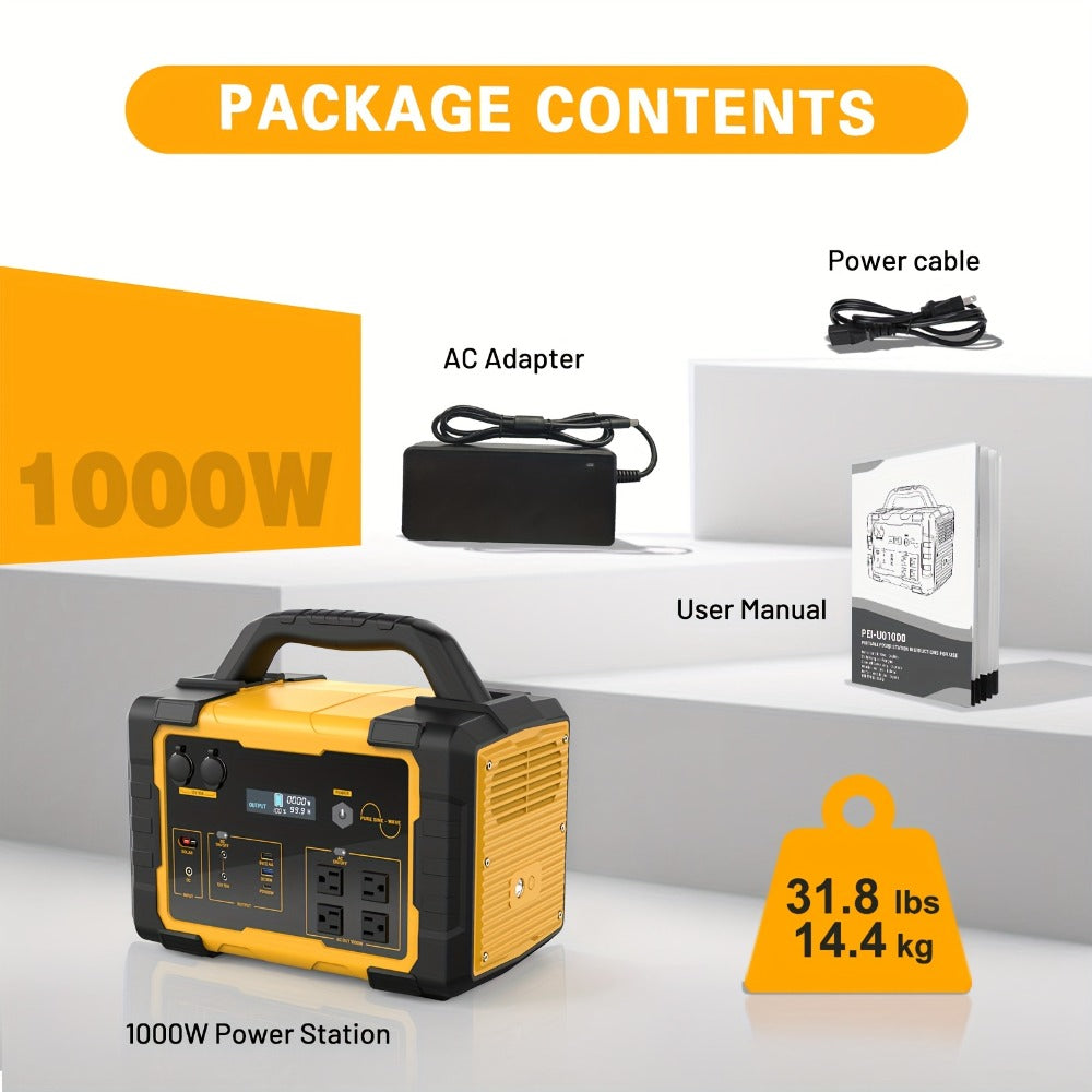 Portable Power Station 1075Wh/294Wh – 1000W/300W Solar Generator, Lithium Battery, 120V AC Outlet, for RV, Camping, Hiking — 