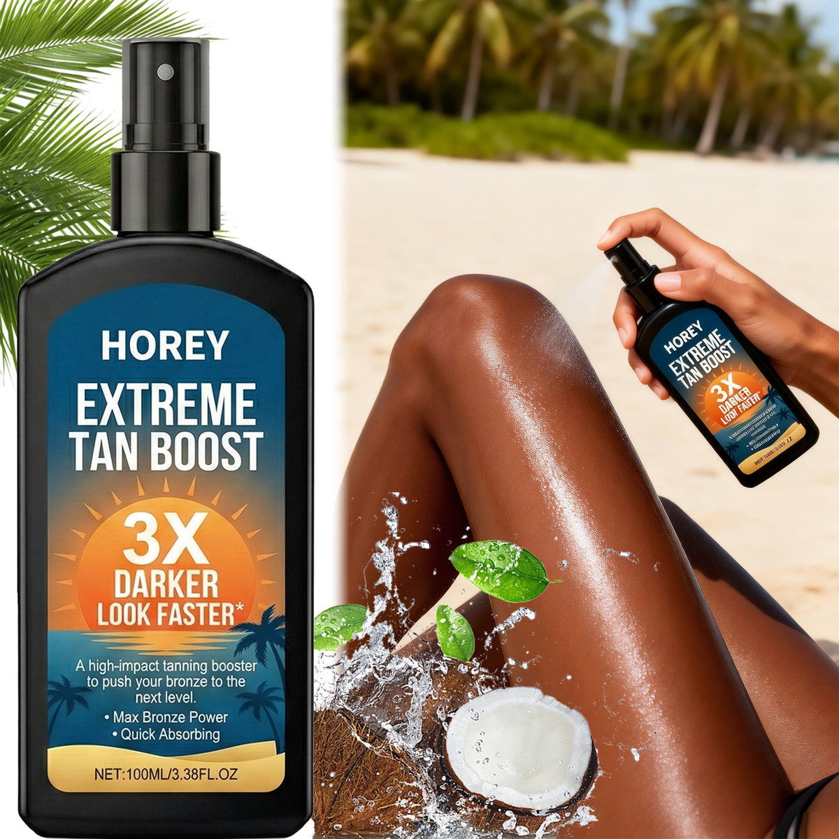 Black Pump Self-Tanning Spray 100ml with Coconut Oil and Avocado Extract Labeling for Body Application — image 14