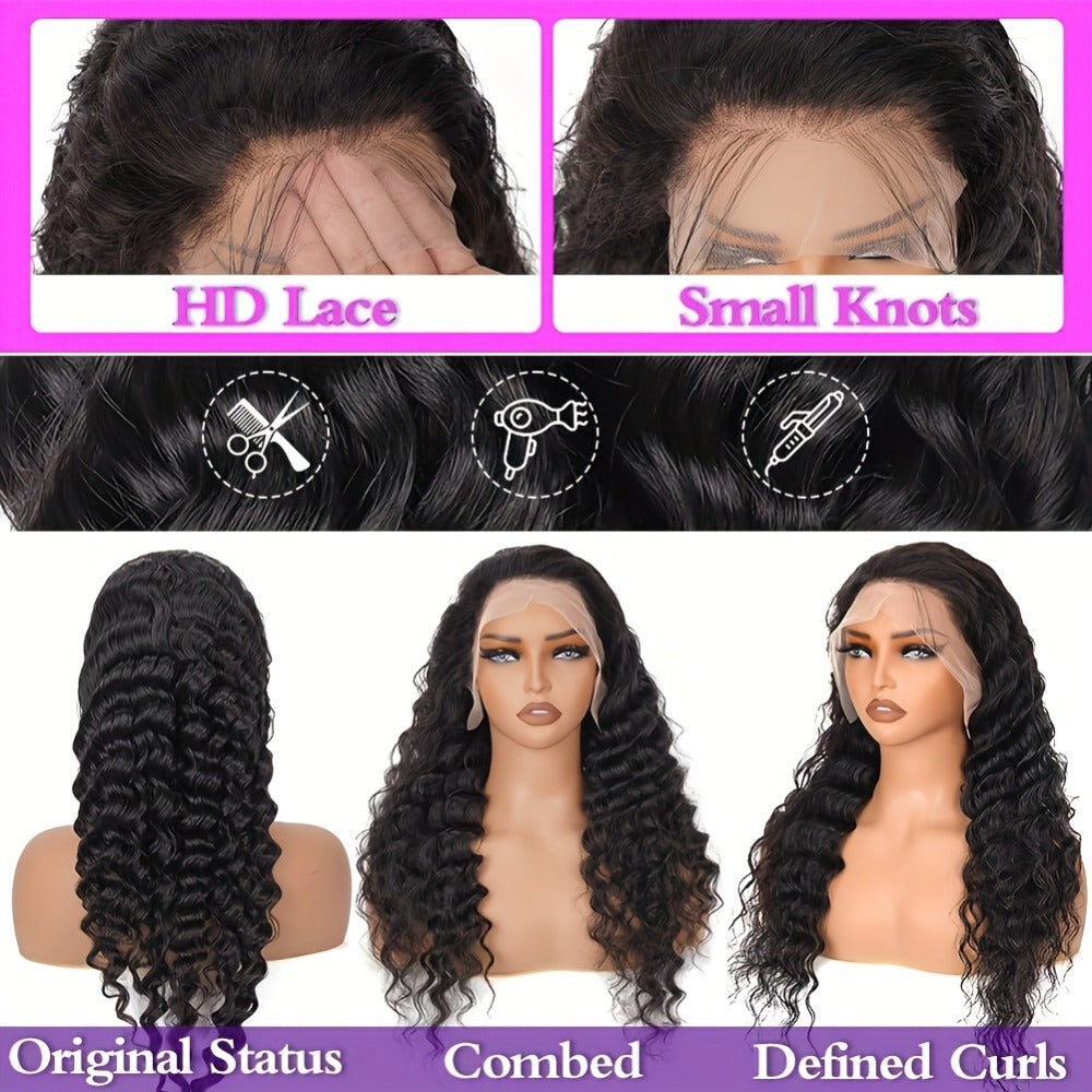 Glueless Bob Wig Human Hair 13x4 Pre Cut Lace 200% Density Wear and Go Deep Wave Body Wave Pre, for Home, Travel and Salon Ha