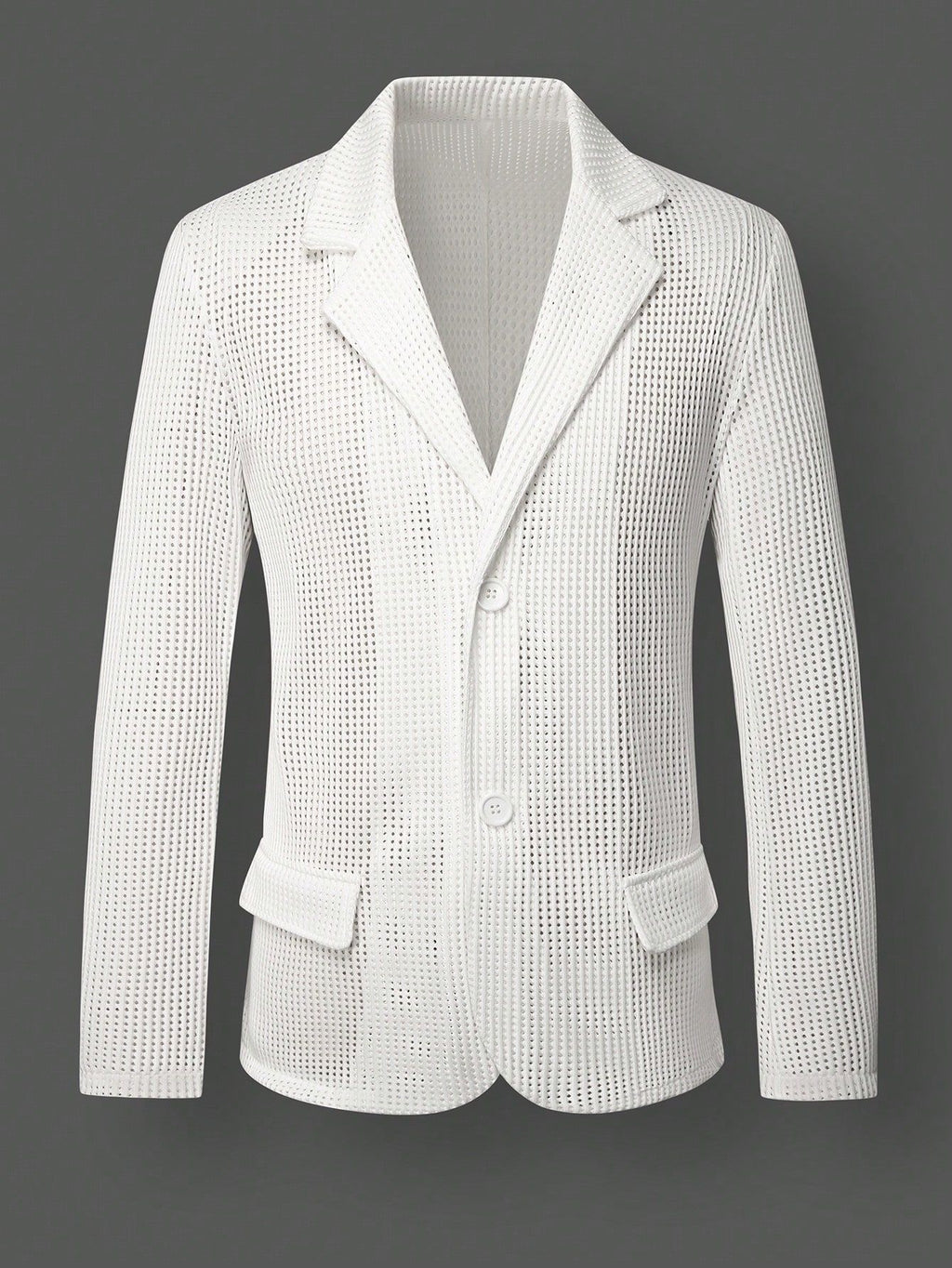 Mens Solid Color Loose Fit White Suit Casual Jacket