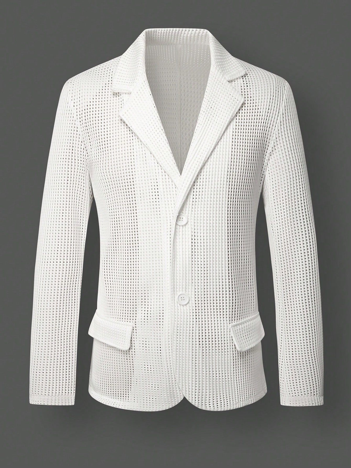 Mens Solid Color Loose Fit White Suit Casual Jacket