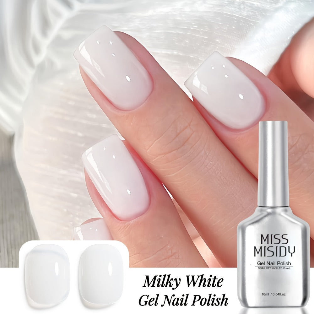 Gel Nail Polish in 15ml Milky White W01 Sheer Jelly for a Glass-Like Finish with UV/LED Cure — image 1