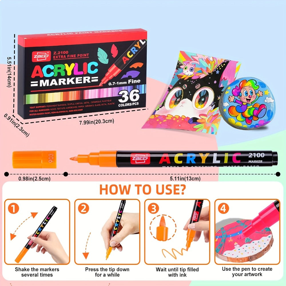 Soft Brush Acrylic Paint Pen Set with Clear Barrels in 12-, 36-, 60-, 80- or 120-Color Checkout Options — image 8