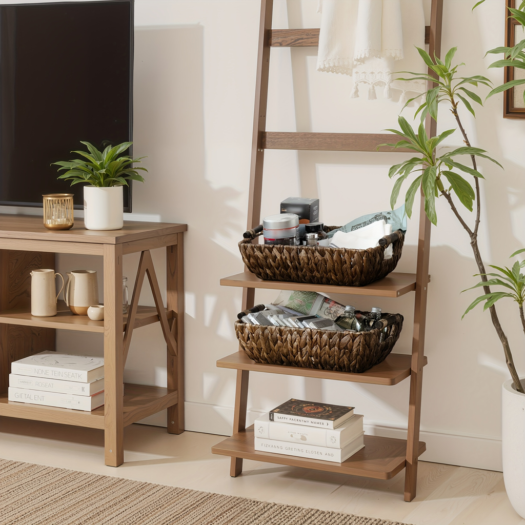 Water Hyacinth Woven Storage Baskets 2-Pack with Wooden Handles in Natural Seagrass Options — image 3