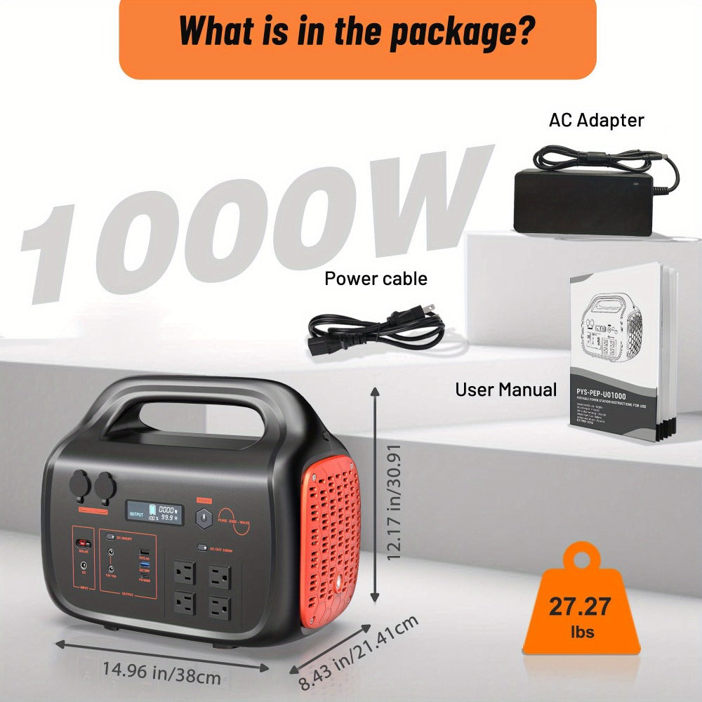 Portable Power Station 1075Wh/294Wh – 1000W/300W Solar Generator, Lithium Battery, 120V AC Outlet, for RV, Camping, Hiking — 