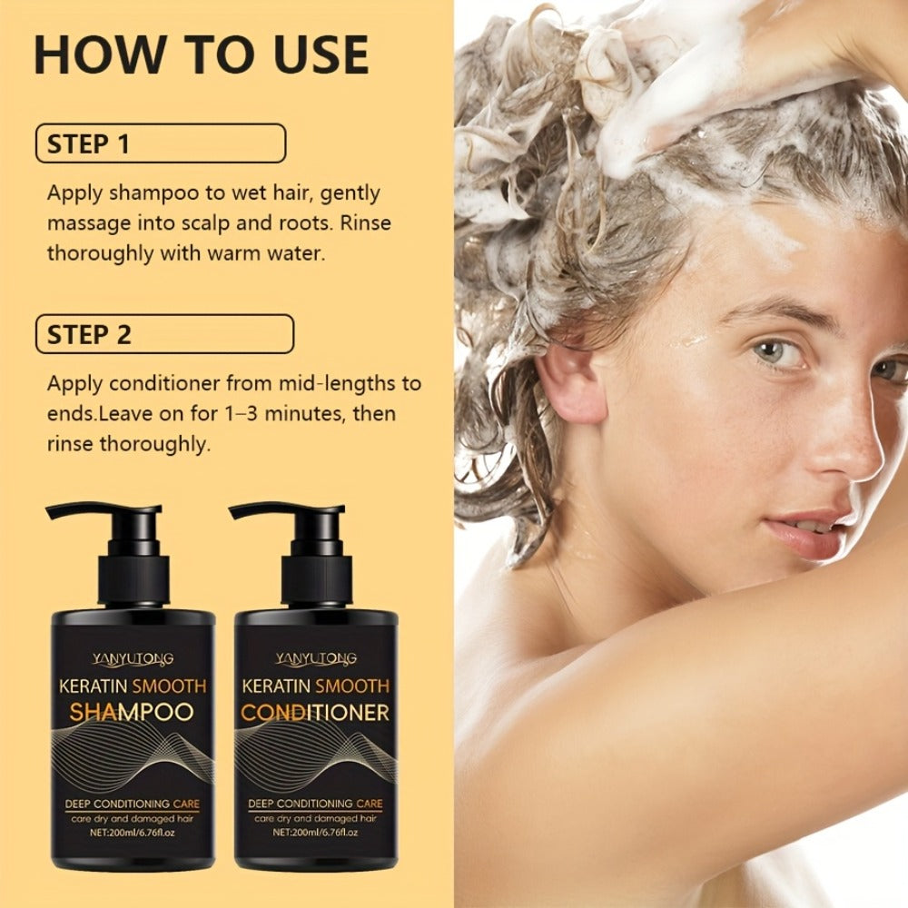 Keratin Smooth Shampoo and Conditioner in 200mL Pump Bottles with Duo, Shampoo-Only or Conditioner-Only Options — image 9