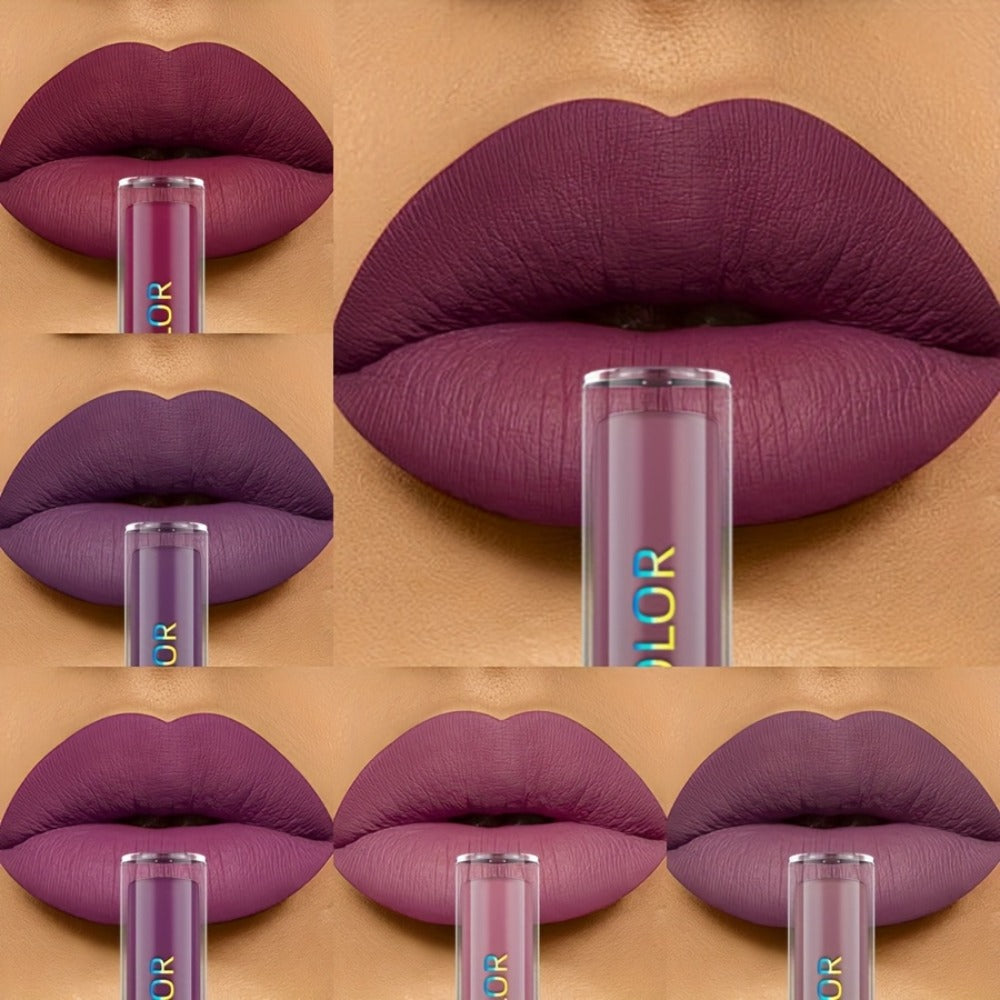 Matte Liquid Lipstick Set 6pcs Lip Glaze Non-Sticky Non-Drying Colorfast Velvet Finish, for Makeup, Travel and Everyday Vanit