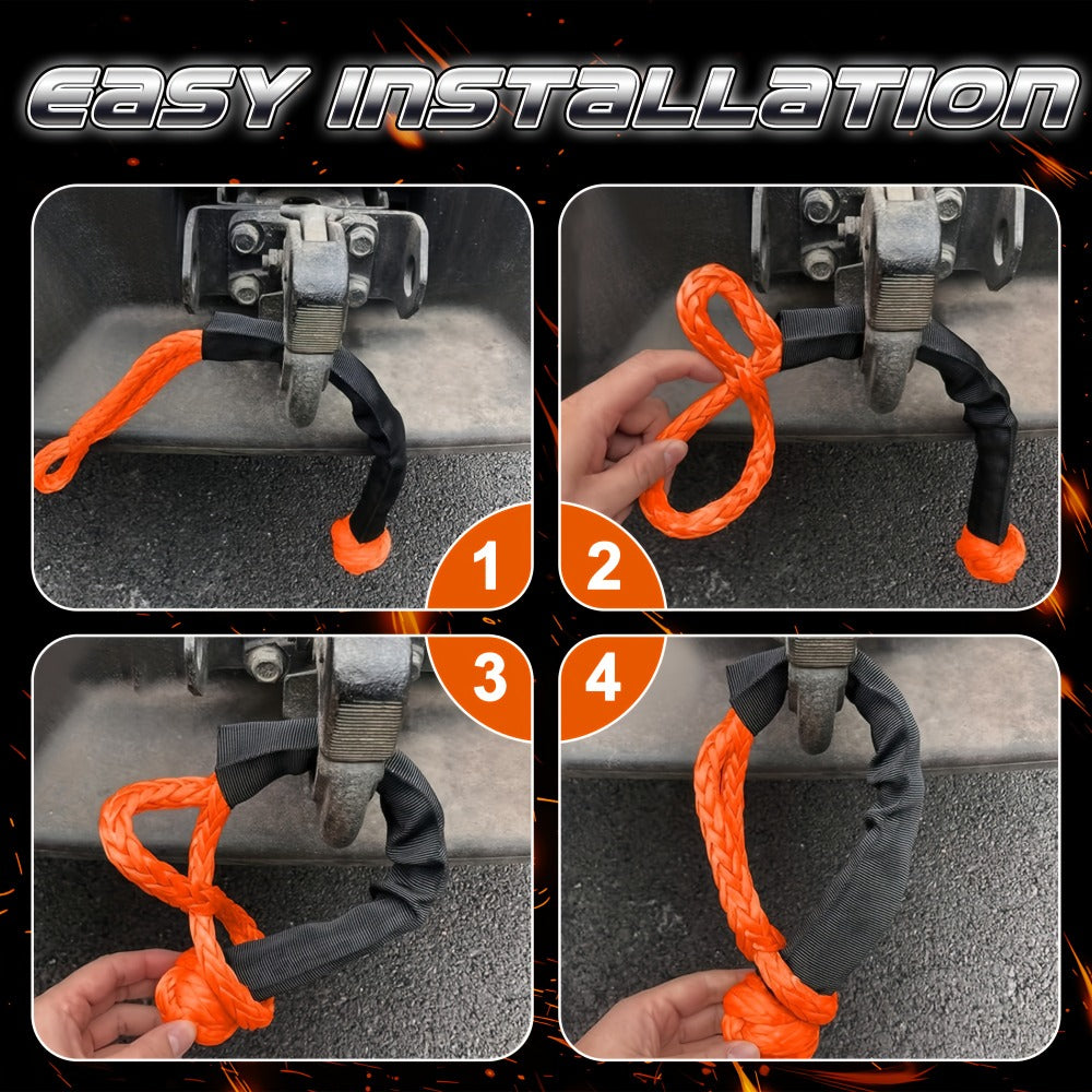Soft Shackle 41, 000 lb Breaking Strength Synthetic UHMWPE Recovery Rope with Protective Sleeve – Heavy Duty Tow Shackle for 