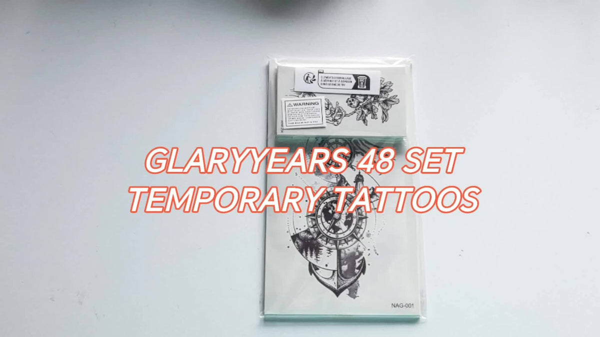 Temporary Tattoos GLARYYEARS 48-Piece Black Skull, Snake and Dark Art Set with 12 Large and 36 Small Sheets — image 9