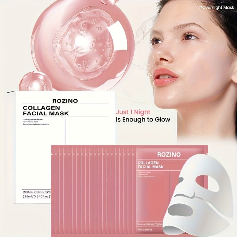 Collagen Sleeping Mask 20pcs Hyaluronic Acid Aloe Vera Deeply Moisturizing Overnight Hydrating Night Mask for Sensitive All S