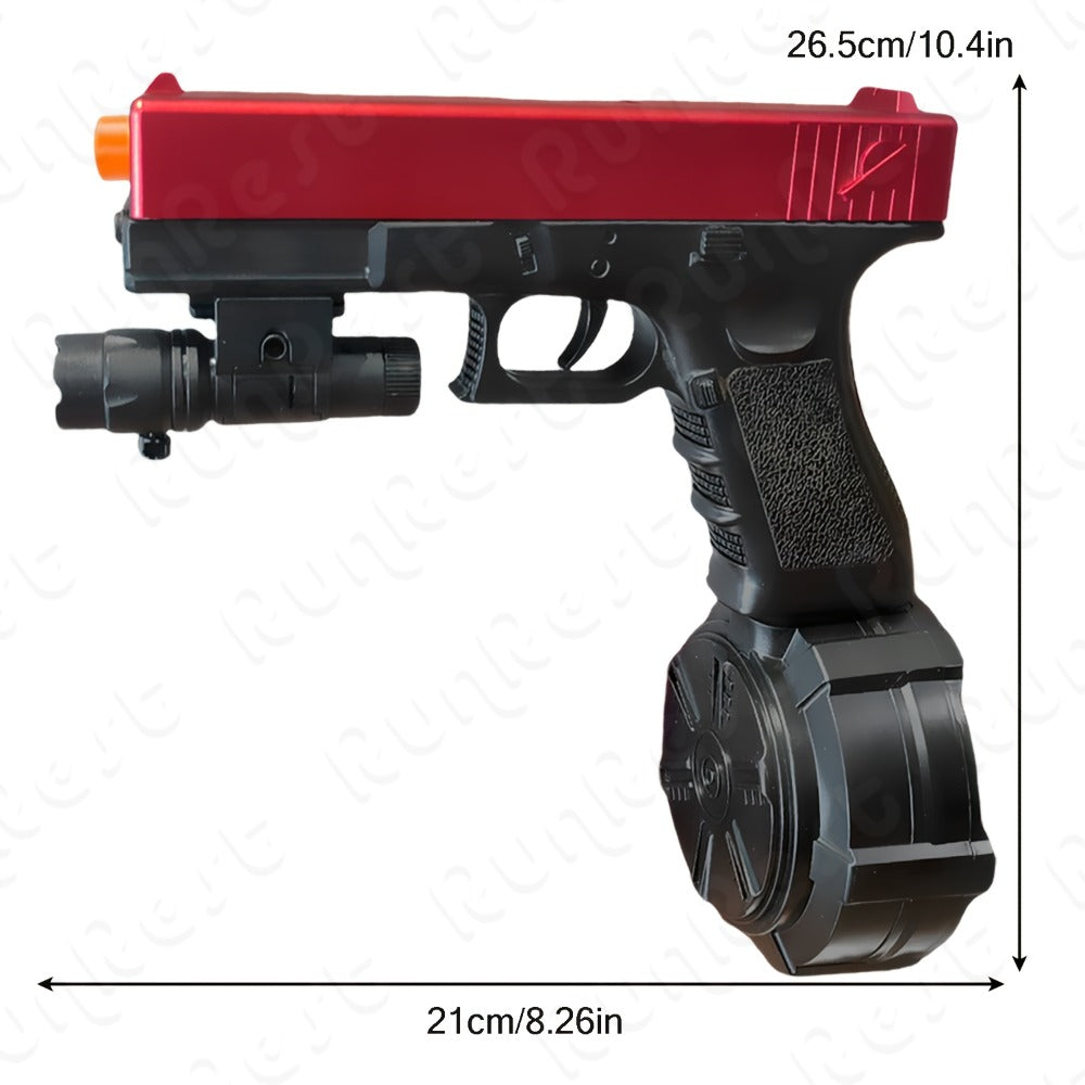 Red-and-Black Electric Gel Blaster Set with Three Magazine Styles, Flashlight, Goggles and Charging Cable — image 2