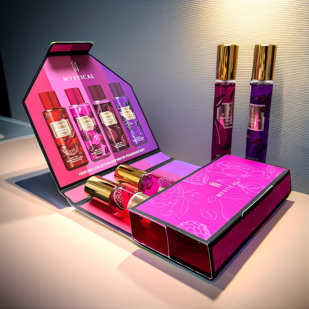 Travel Size Perfume Set for Women – Mystical 4-Piece Fresh Fruity Fragrance Kit 20ml Each, Layered Front Mid & Base Notes — i