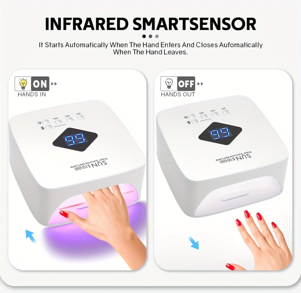 LED Nail Lamp Rechargeable HD Display Smart Nail Dryer Fast Cure All Gel Polish UV Light Cordless Portable Low Heat Mode Home