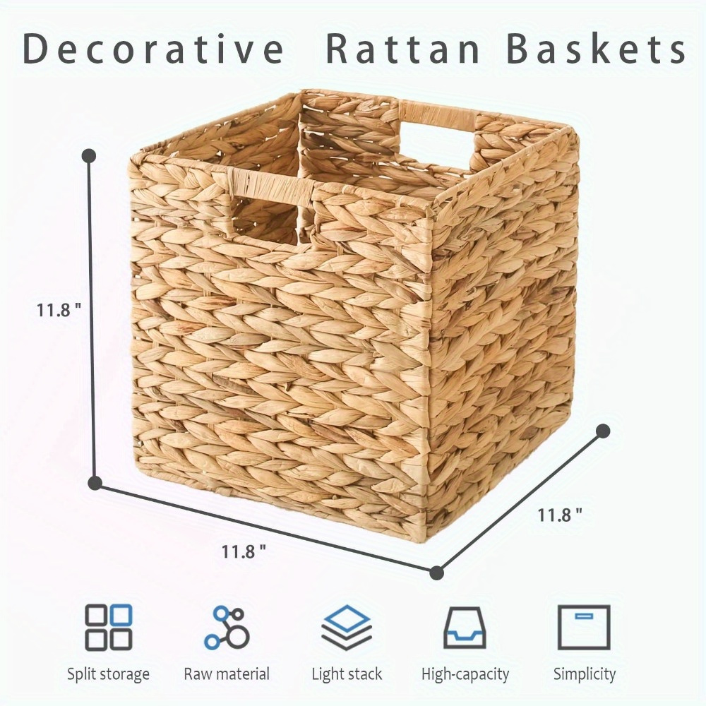 Water Hyacinth Storage Baskets with Seagrass and Paper Rope Options in 2- or 4-Pack Cube Sizes — image 13