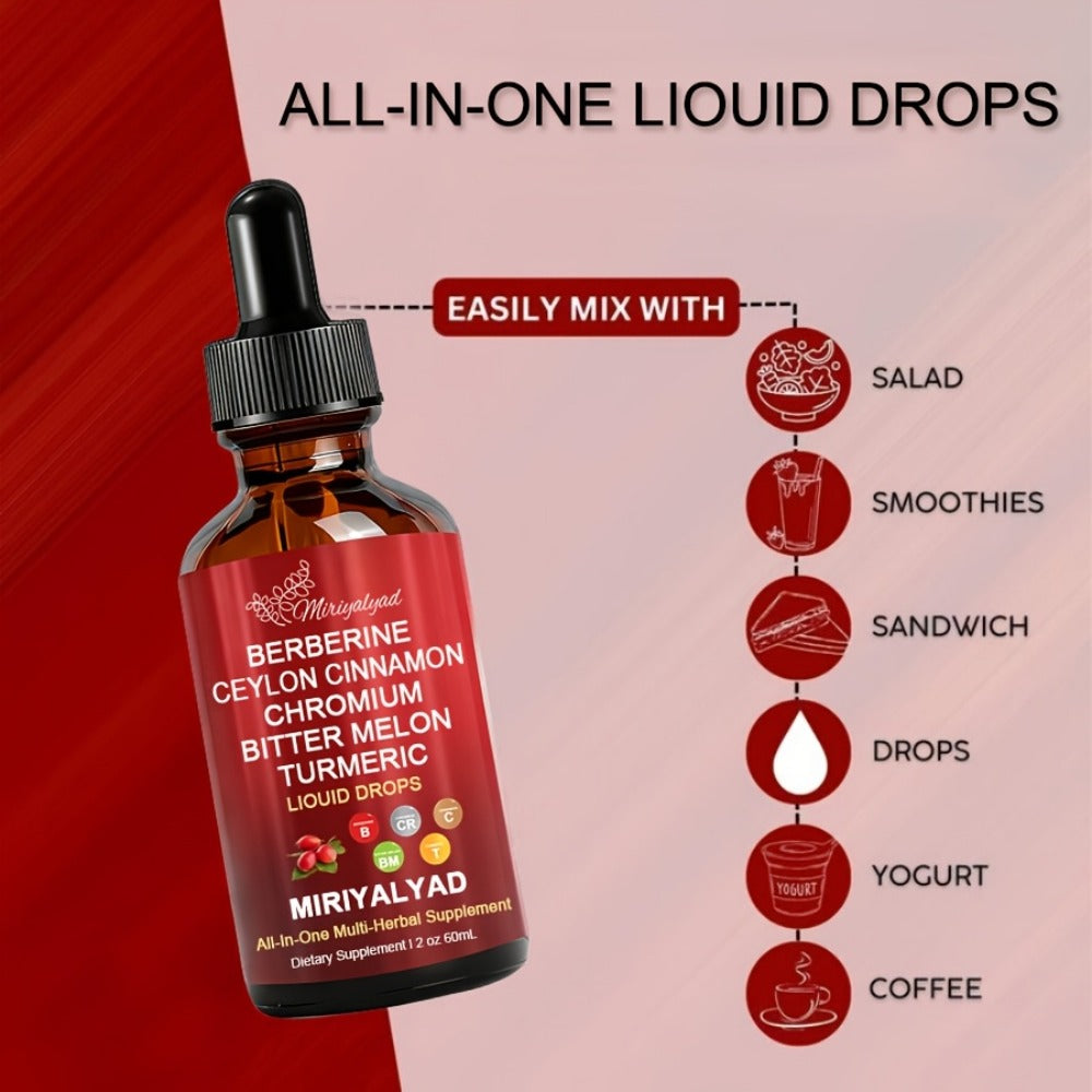 Berberine Blood Sugar Support Liquid Drops 2 fl oz with Ceylon Cinnamon Chromium Bitter Melon Turmeric — image 4