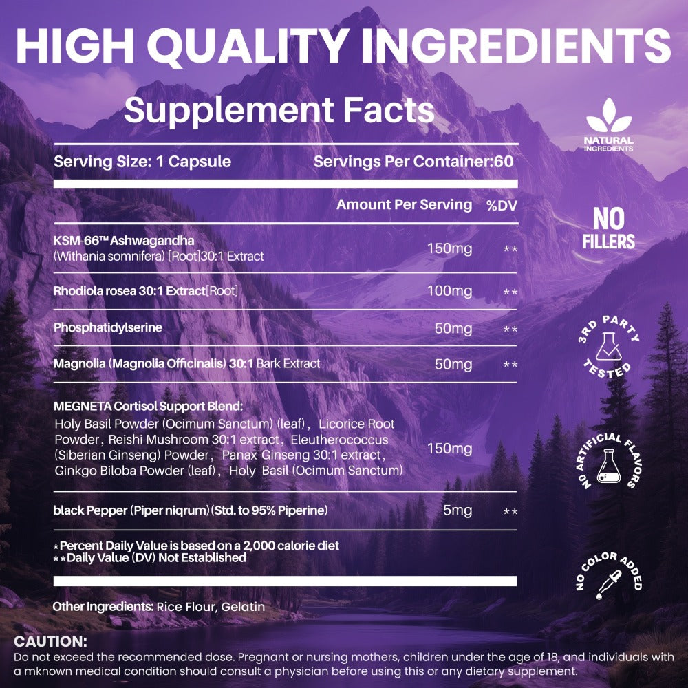 Ashwagandha Stress Supplement Capsules with Rhodiola Rosea L-Theanine & Magnesium for Bath Time, Home Spa and Personal Care —