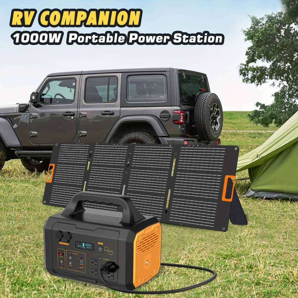 Portable Power Station 1075Wh/294Wh – 1000W/300W Solar Generator, Lithium Battery, 120V AC Outlet, for RV, Camping, Hiking — 
