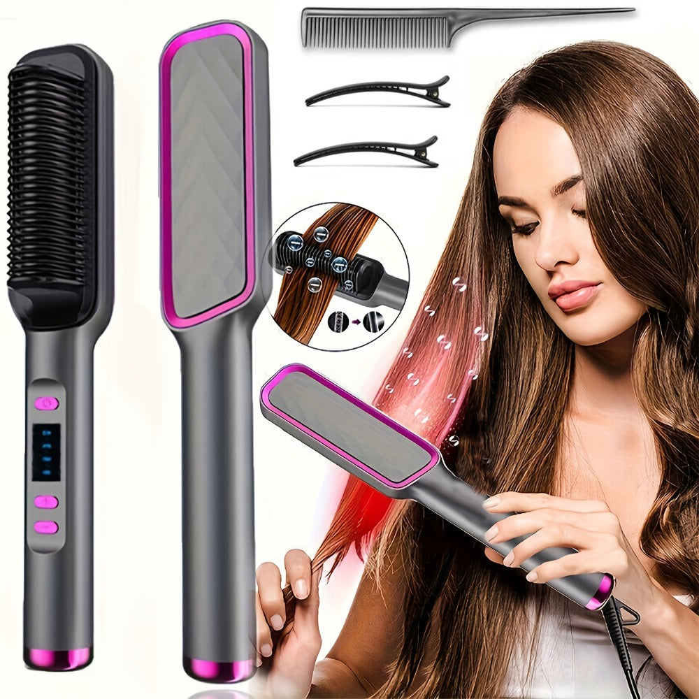 Four-Color Electric Hair Straightener Brush with Digital Display, Temperature Buttons and 10.6-Inch Body — image 6