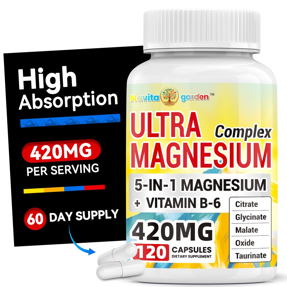 Magnesium Complex 420mg Capsules 120 Count with Vitamin B6 for Bath Time, Home Spa and Personal Care — image 1