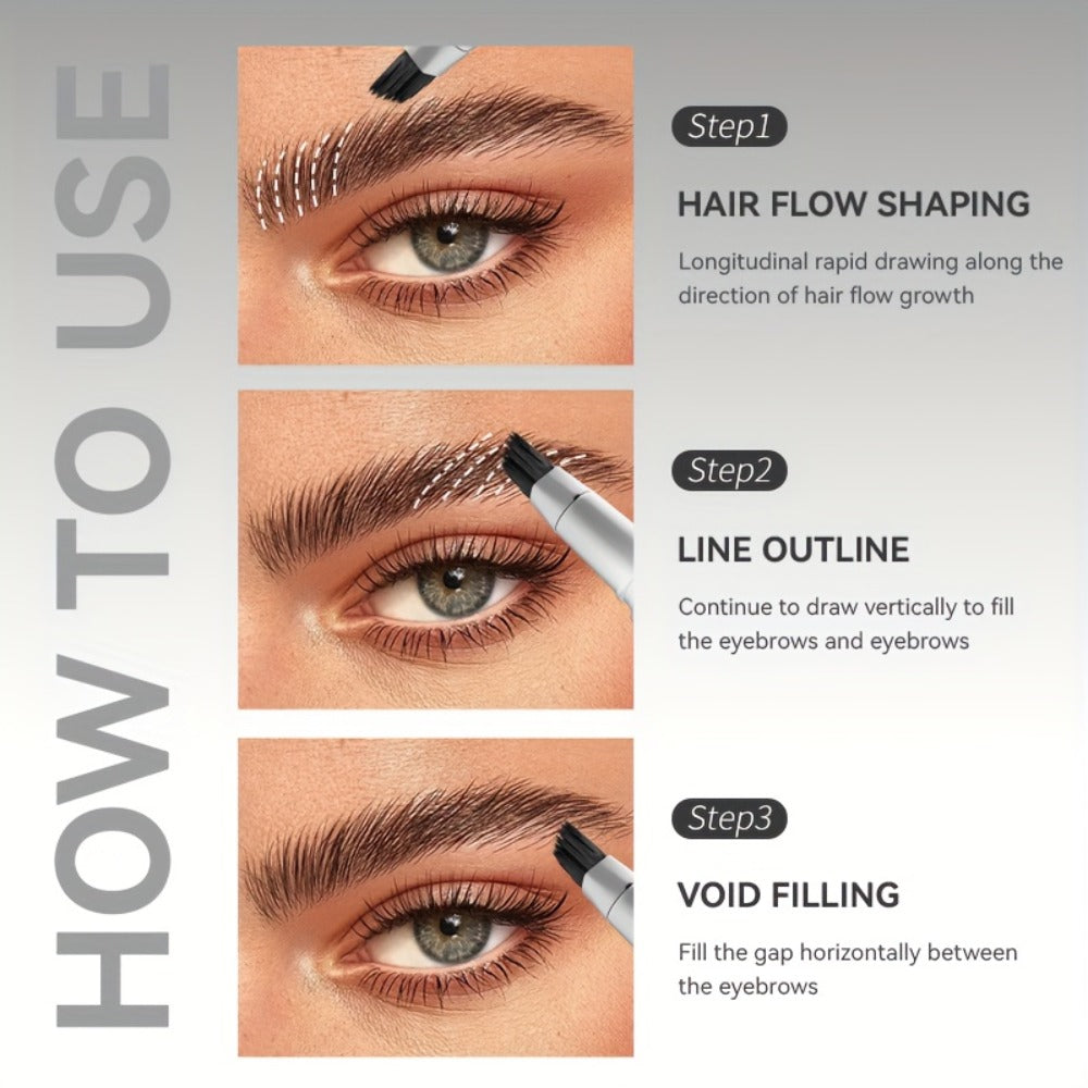 2-in-1 Eyebrow and Hairline Pen with Dense Multi-Fork Brush, Pointed Tip and Three Brown-to-Black Shades — image 9