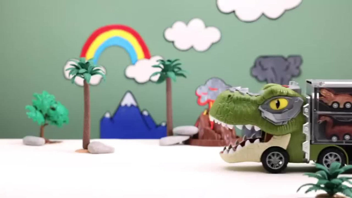 Vehicle Carrier Playset in Dinosaur Car or Construction Truck Style with Mini Vehicles and Storage — image 10