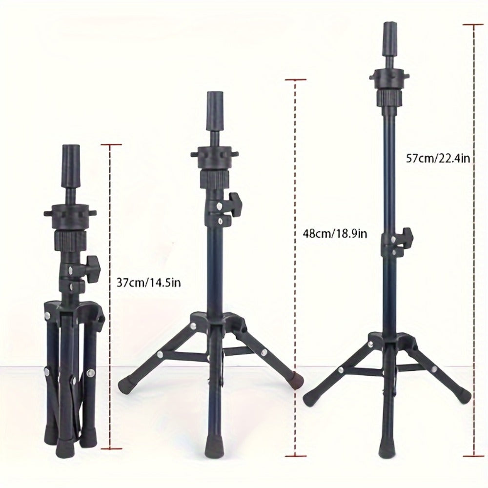 Canvas Mannequin Head and Tripod Wig Stand Kit, 22-Inch Block with Clamp, Pins, Combs and Brushes — image 4
